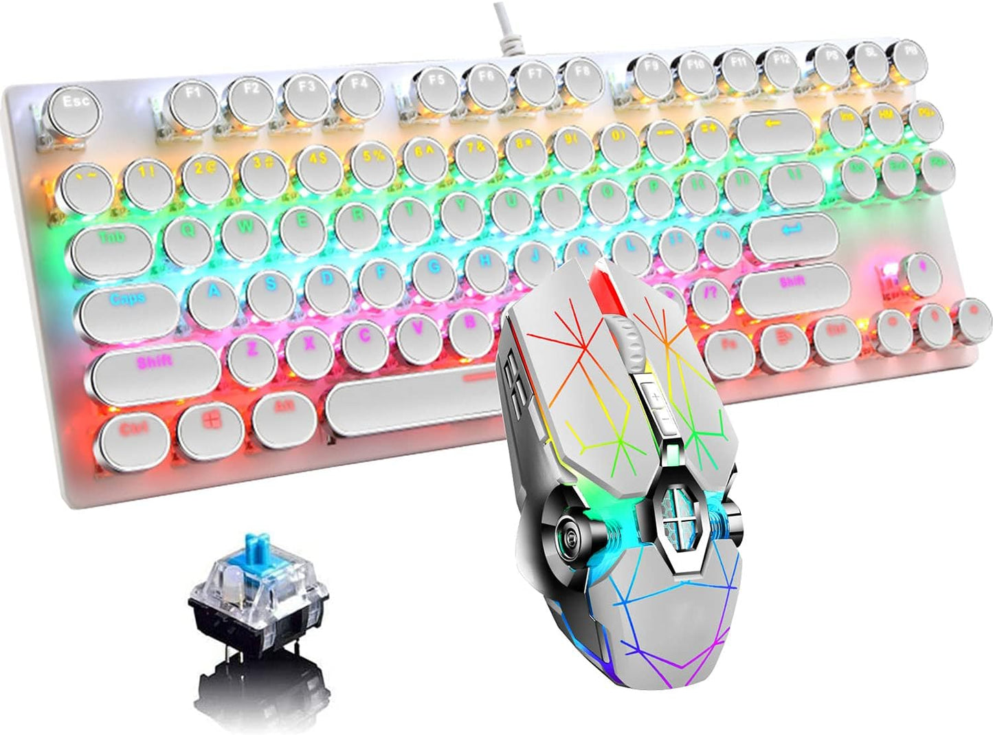 Mechanische Gaming-Tastatur mit 87 Tasten, RGB-Hintergrundbeleuchtung und blauen Schaltern