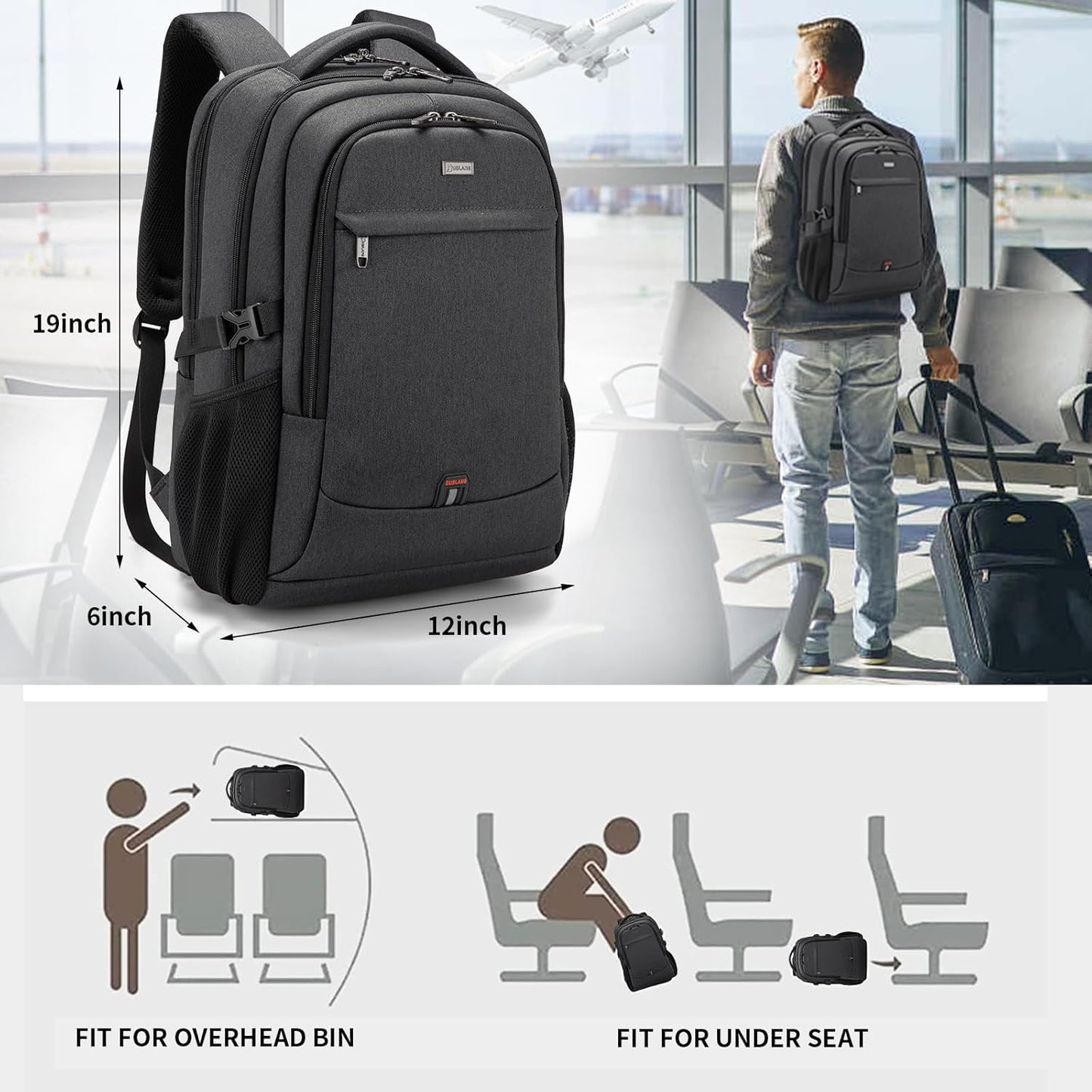Wasserabweisender Reise-Laptop-Rucksack mit USB-Anschluss & organisierter Aufbewahrung | Karnz