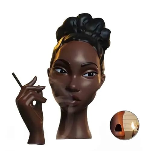Räuchergefäß-Statue | Künstlerisches Harzdesign | Rückfluss-Raucheffekt | 19,8 cm