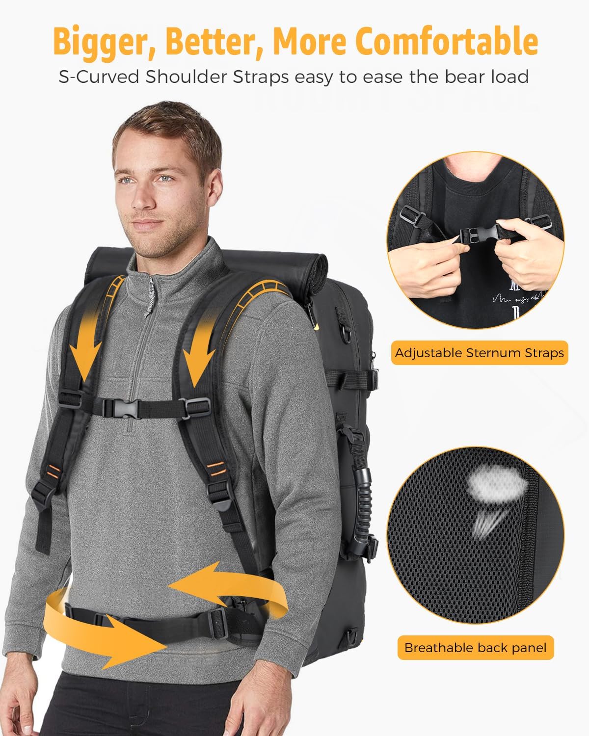 50L Flugbereiter Umwandelbarer Reise-Rucksack mit Schuhfach & USB-Anschluss | Karnz