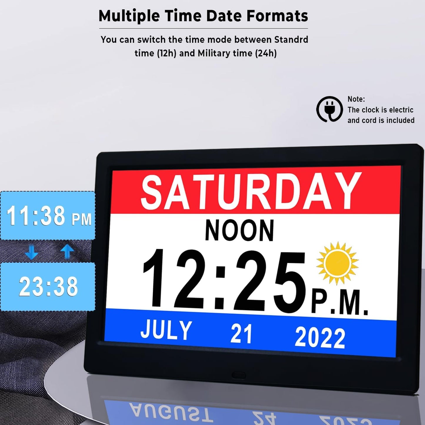 11,5-Zoll-Digitaluhr mit Kalender und 19 Erinnerungen – Claryon
