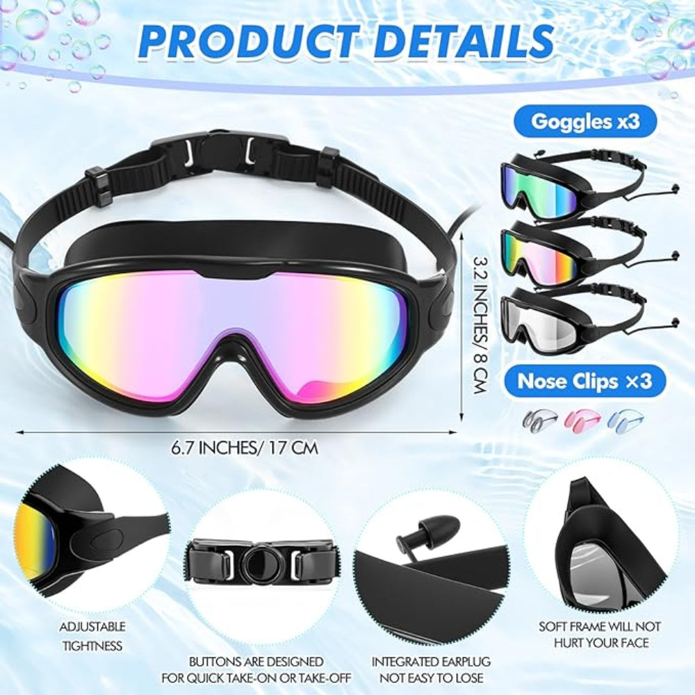 Schwimmbrille 3er-Set für Erwachsene & Kinder | Karnz