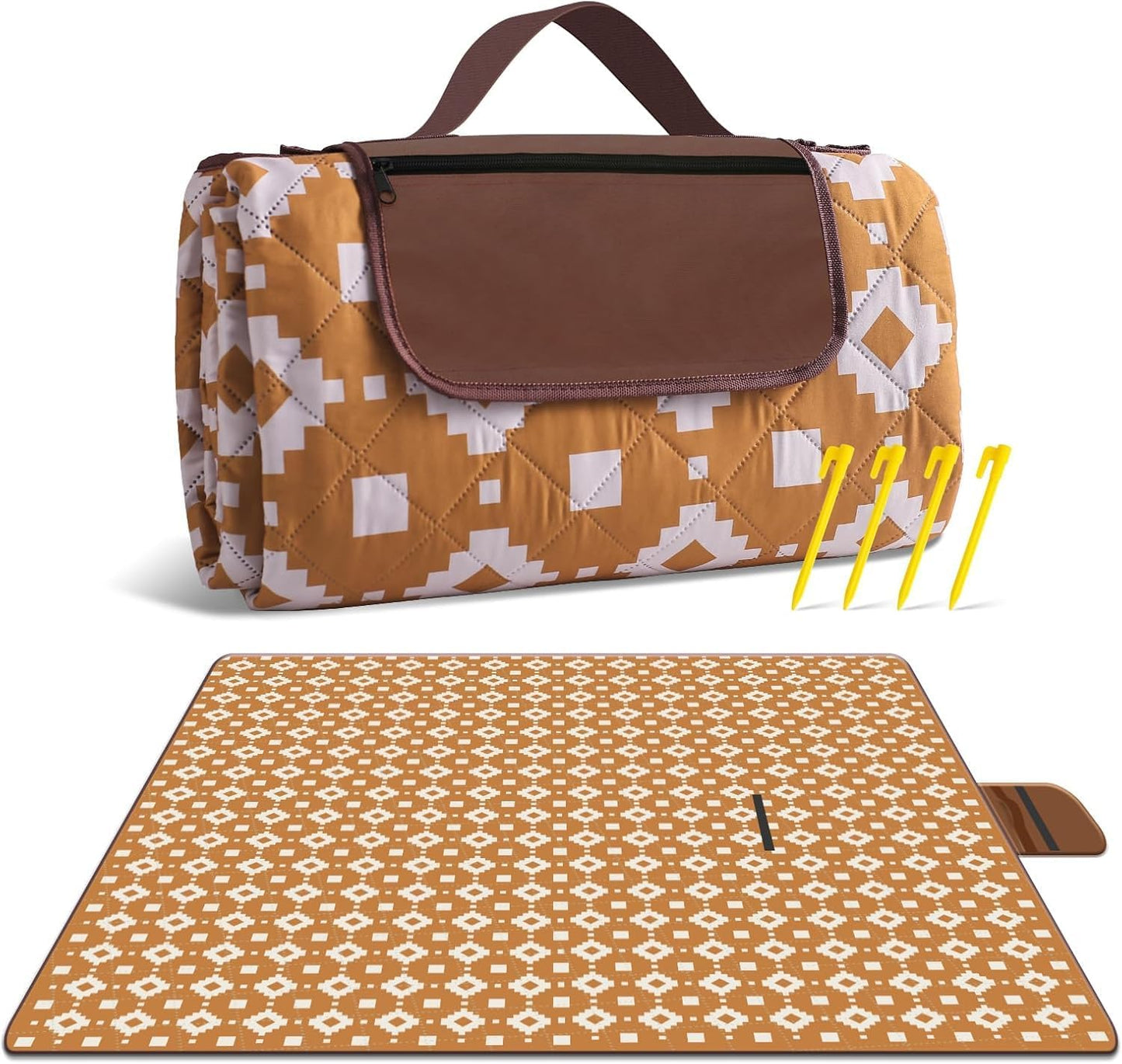 Extra große, wasserdichte Picknickdecke 200 × 200 cm mit 3 Lagen – MeadowRest