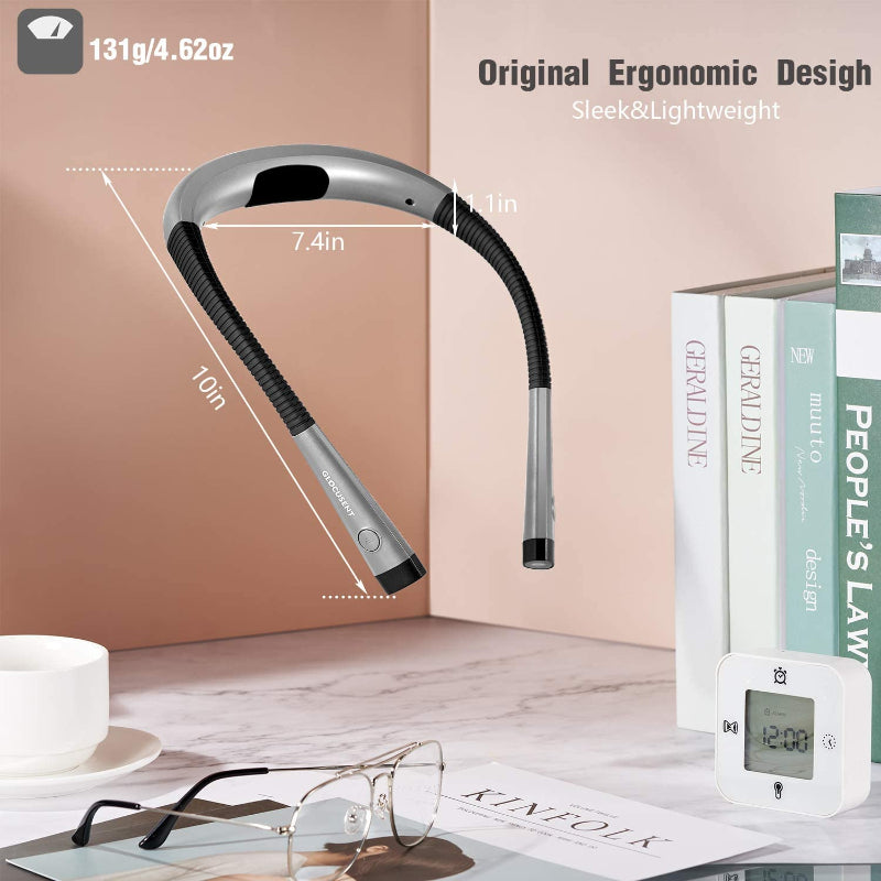 LED Nackenleselampe, Buchlicht zum Lesen im Bett, 3 Farben, 6 Helligkeitsstufen, flexibler Arm, wiederaufladbar, langlebig, perfekt zum Lesen, Stricken, Camping, Reparieren