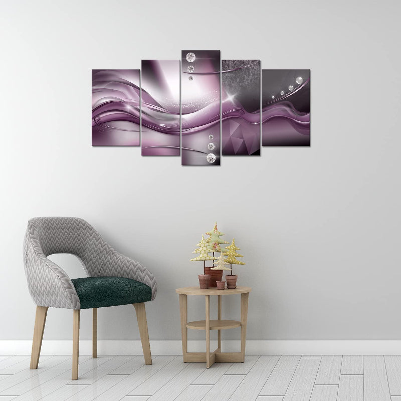 Set mit 5 lila Wandbildern
