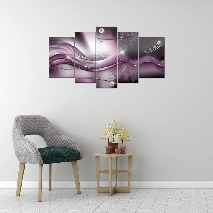Set mit 5 lila Wandbildern