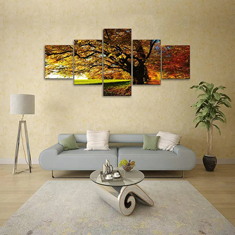 5 Stück Herbst Großbaum Landschaft Kunstdruck Leinwandmalerei
