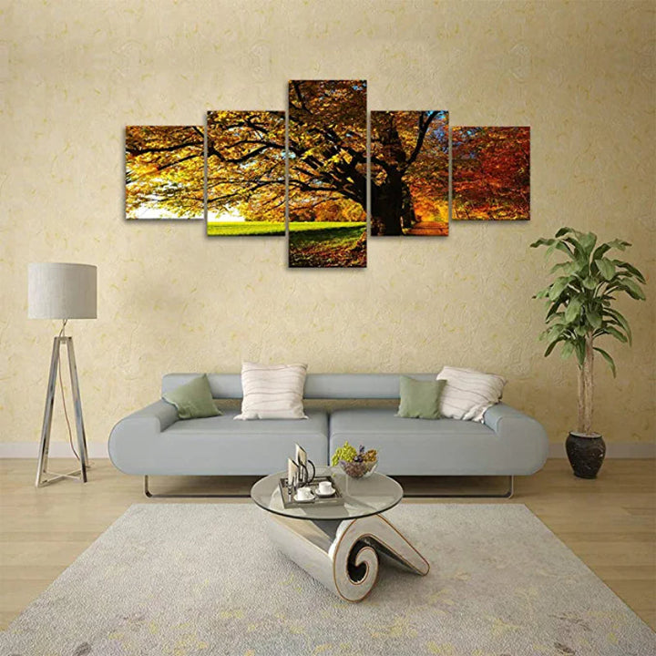 5 Stück Herbst Großbaum Landschaft Kunstdruck Leinwandmalerei