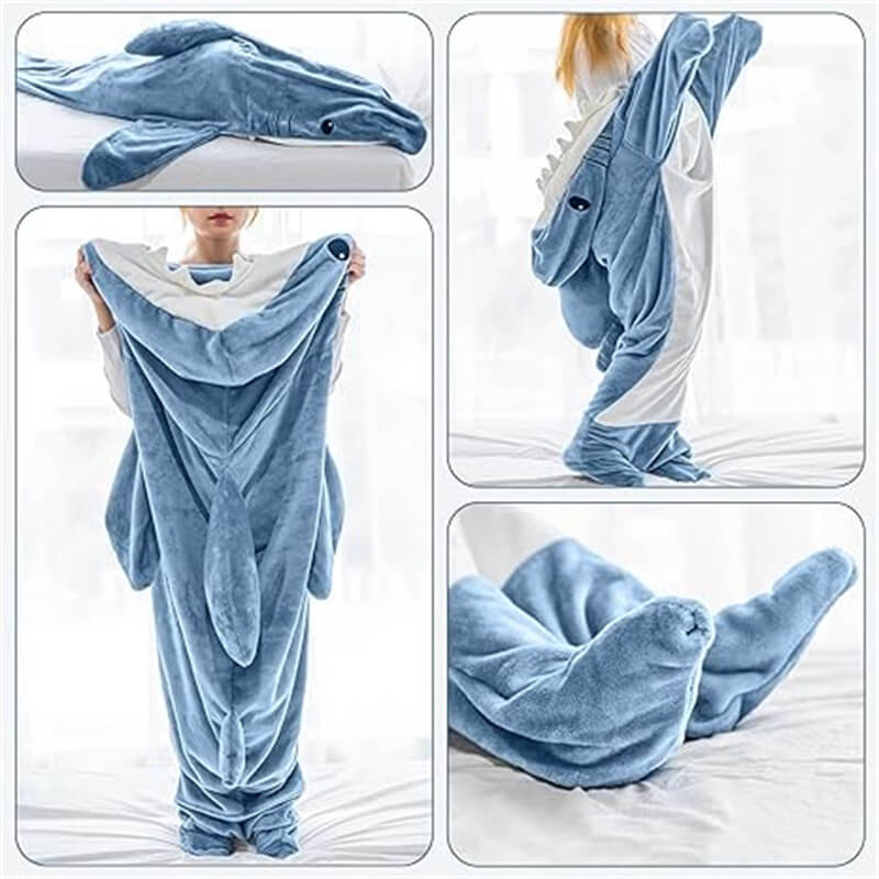 Plüsch Hai Decken Hoodie – Bequem tragbare Decke