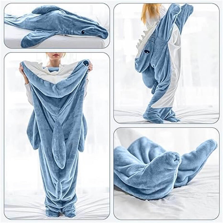 Plüsch Hai Decken Hoodie – Bequem tragbare Decke