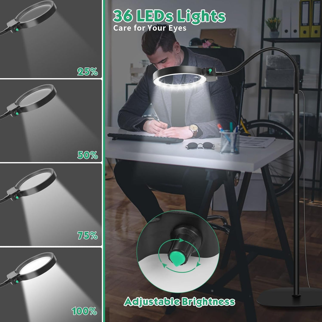 Vollseitenlupe mit LED-Licht – Hands-Free Lesehilfe für Bücher, Handarbeiten & Hobbys
