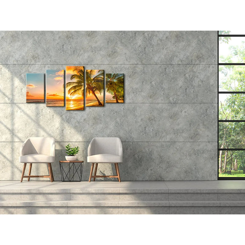Set mit 5 gemütlichen Meeresmotiven auf Leinwand