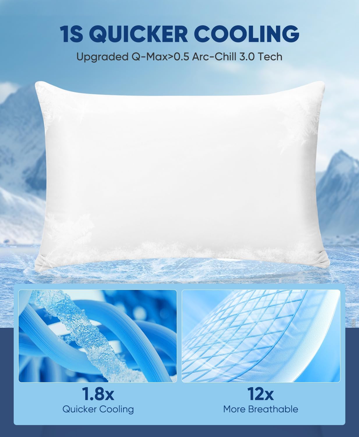 2-Pack Premium Seidene Super Kühlende Weiße Kissenbezüge – Extreme Q-Max 0.5 | Karnz