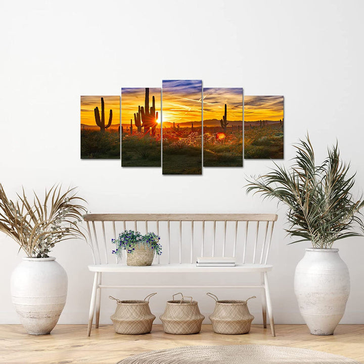 Set aus 5 Wandbildern mit Wüsten-Sonnenuntergangsmotiven