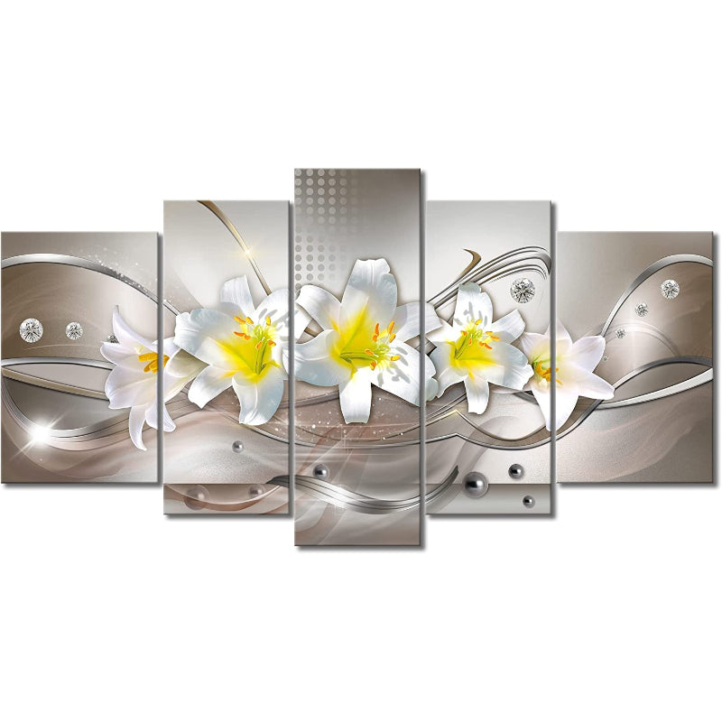 Set mit 5 Lilien-Leinwandbildern