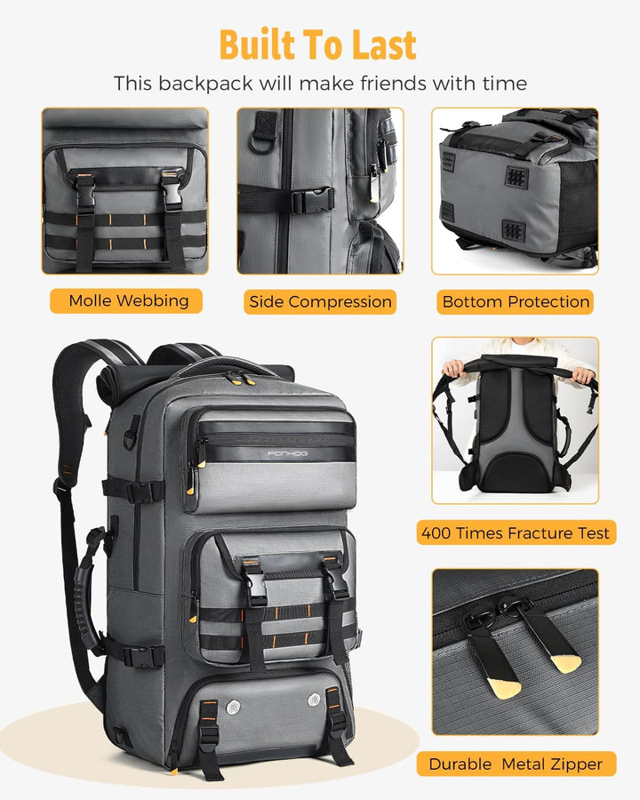 50L Flugbereiter Umwandelbarer Reise-Rucksack mit Schuhfach & USB-Anschluss | Karnz