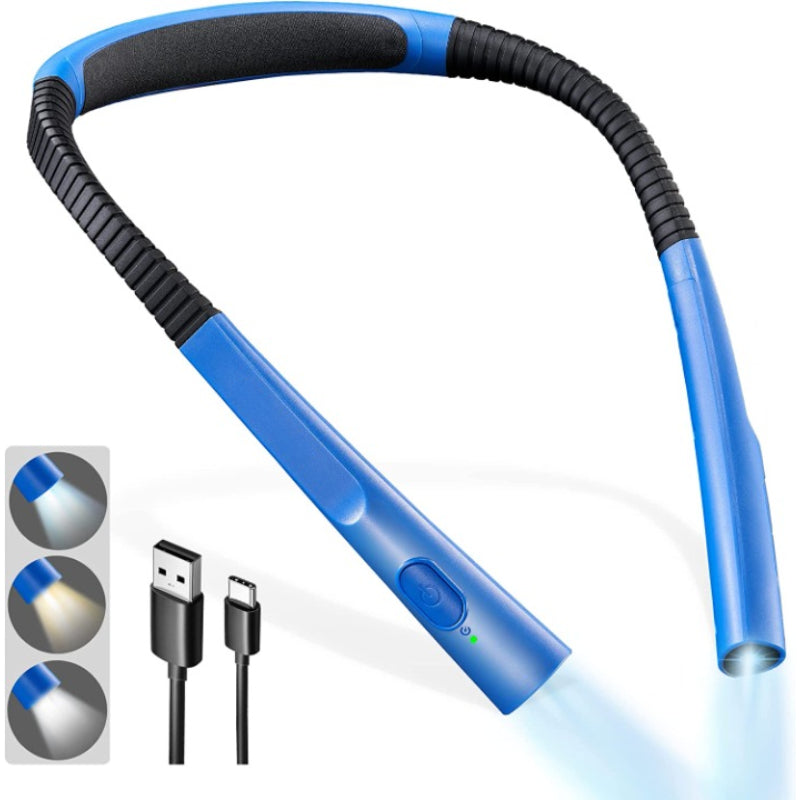 LED Nackenleselampe, Buchlicht zum Lesen im Bett, 3 Farben, 6 Helligkeitsstufen, flexibler Arm, wiederaufladbar, langlebig, perfekt zum Lesen, Stricken, Camping, Reparieren