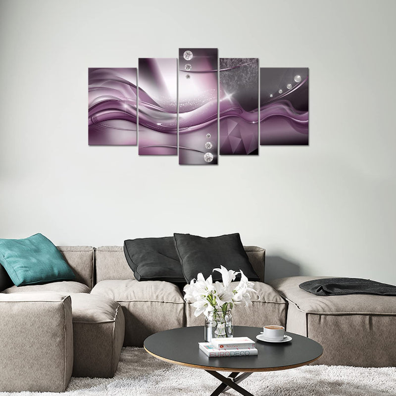 Set mit 5 lila Wandbildern