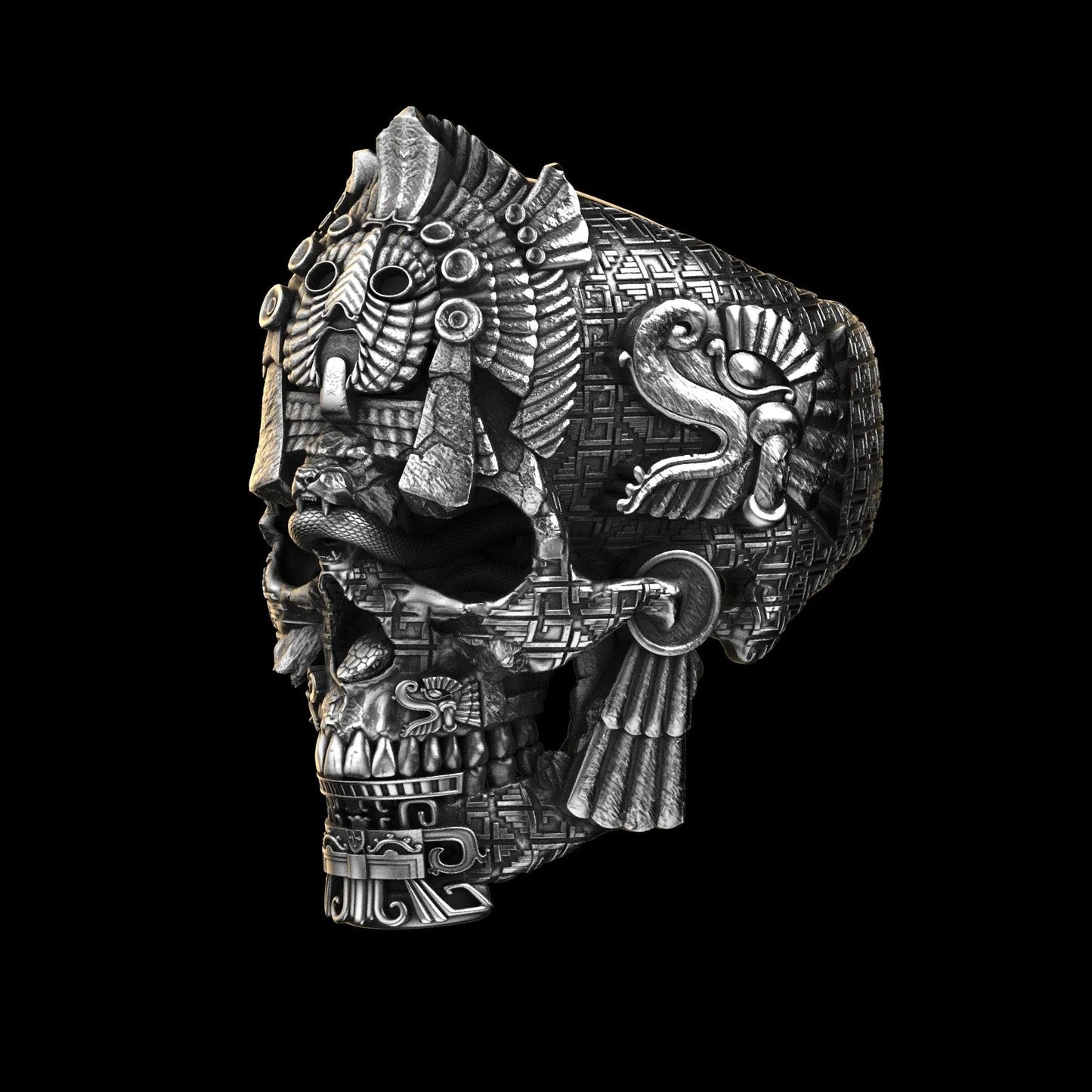 Herrenring mit Totenkopfmotiv aus Sterlingsilber | Handgefertigter Statement-Schmuck von GrimSkull | 100 % Silber