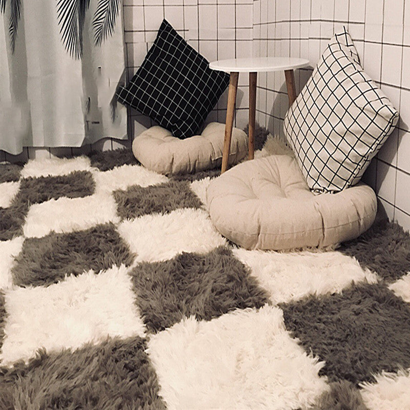 Schlafzimmer Teppichfliesen Solide Quadratische Shag Fleckenresistente Teppichfliesen