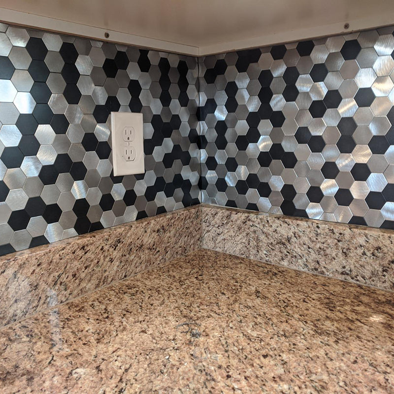 Modern Tile-Abziehen & Aufkleben Metall Mosaik Fliese Hexagon Abziehen & Aufkleben U-Bahn Fliese