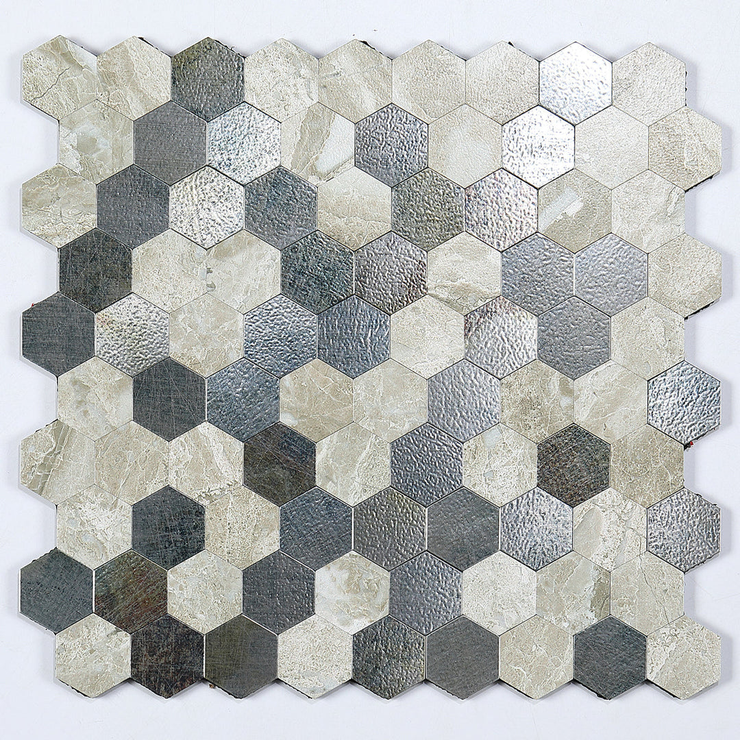 Modern Tile-Abziehen & Aufkleben Metall Mosaik Fliese Hexagon Abziehen & Aufkleben U-Bahn Fliese