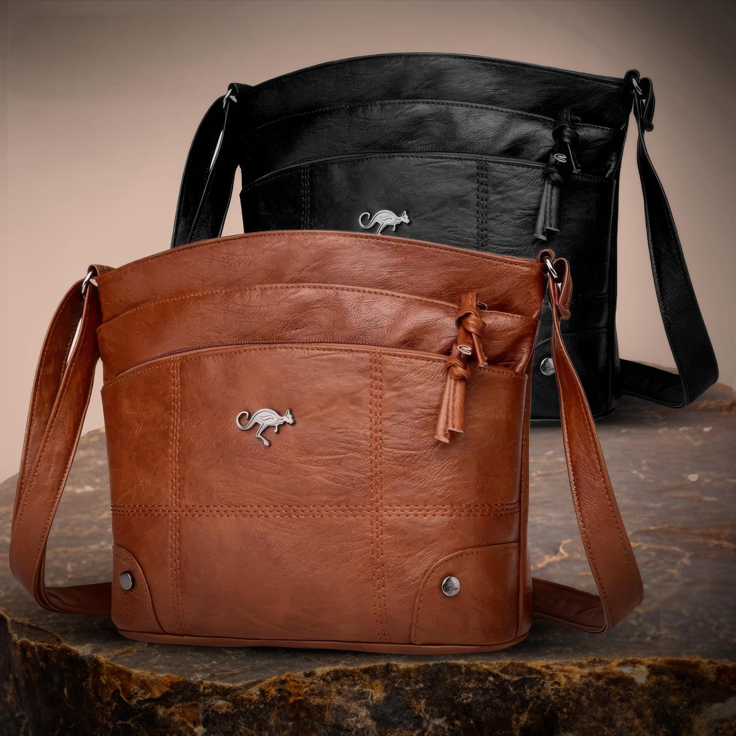 Damen Handtasche PU-Leder Kompakt und Stilvoll mit Geräumigen Taschen | Karnz