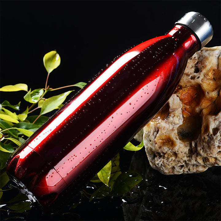 Damen Edelstahl Trinkflasche mit Holz-Optik Karnz