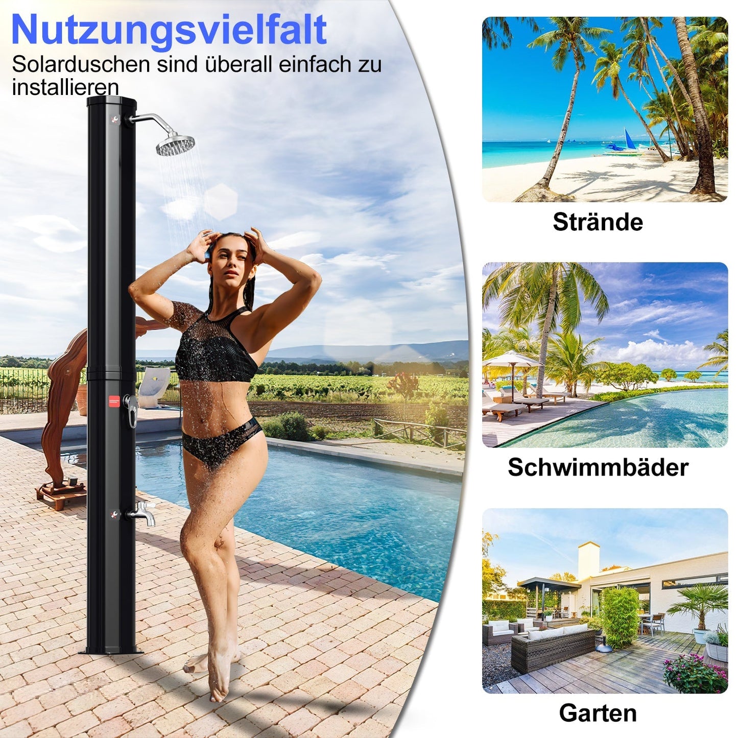 Solardusche 35L Gartendusche Inkl. Schutzhaube | Karnz