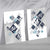 Set aus 2 Kunstdrucken mit floralem Muster in Blau und Grau (Mixed Media)