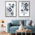 Set aus 2 Kunstdrucken mit Blumenrahmen in Blau und Grau (Mixed Media)