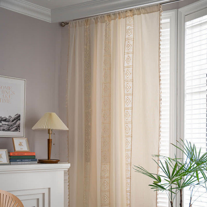 Beige Splicing Hohlraum Lichtfilter Vorhang Set | Karnz