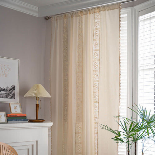 Beige Splicing Hohlraum Lichtfilter Vorhang Set | Karnz