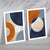 Set aus 2 Kunstdrucken in Mischtechnik in Blau und Orange