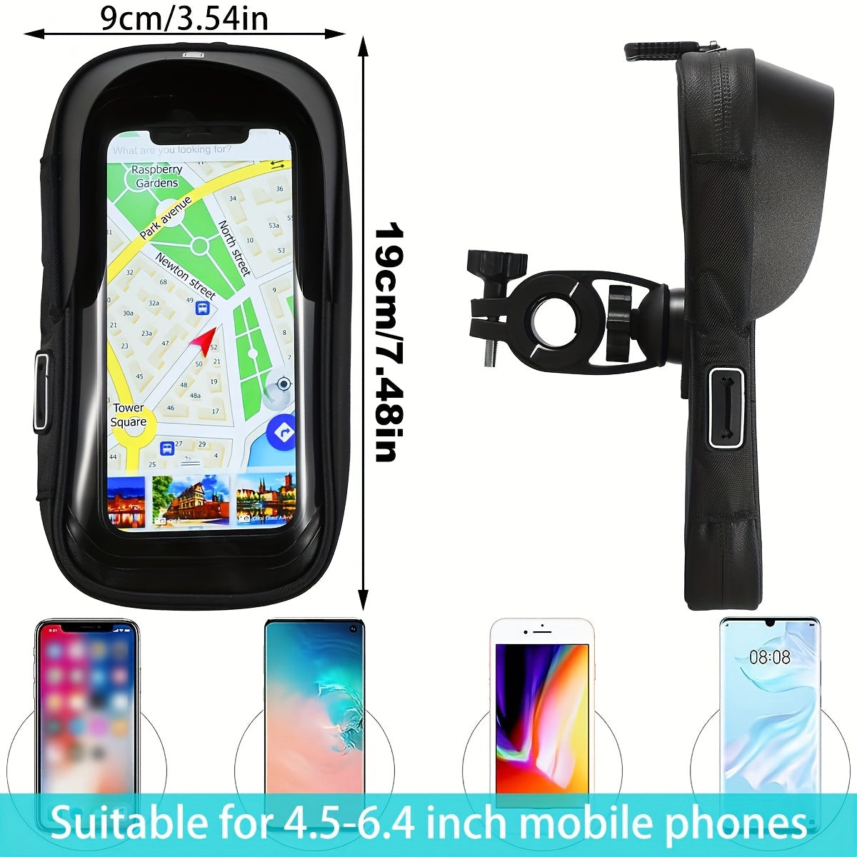 Wasserdichter Handyhalter für Fahrrad und Motorrad – 360° drehbar und geeignet für 4,5–6,4 Zoll | Karnz