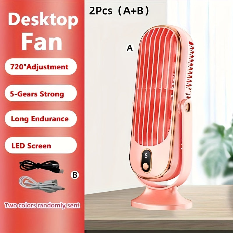 Tragbarer Klimaanlagenventilator - Große Batterie, Dualmotor, 5-Geschwindigkeits-Luftkühler mit 720° Rundum-Luftbläser - Ideal für Büro, Camping, Outdoor-Wohnmobil, USB-Ventilator - Großes Geschenk für Erntedankfest, Halloween, Weihnachten | Karnz