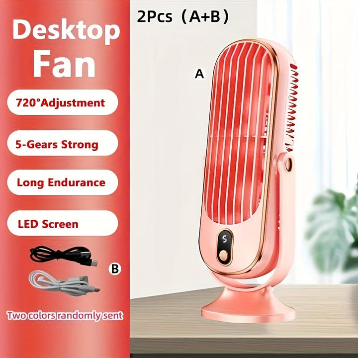 Tragbarer Klimaanlagenventilator - Große Batterie, Dualmotor, 5-Geschwindigkeits-Luftkühler mit 720° Rundum-Luftbläser - Ideal für Büro, Camping, Outdoor-Wohnmobil, USB-Ventilator - Großes Geschenk für Erntedankfest, Halloween, Weihnachten | Karnz