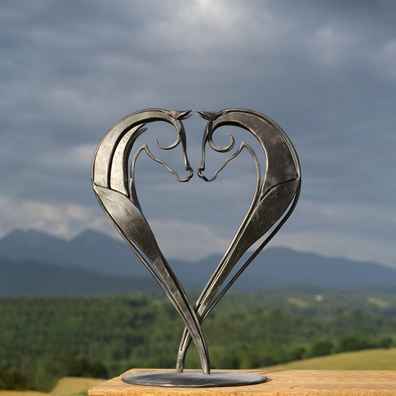 Pferdeskulptur aus Metall | Handgefertigte Gartenfigur | Wetterfeste Gartendekoration | 20 × 20 cm