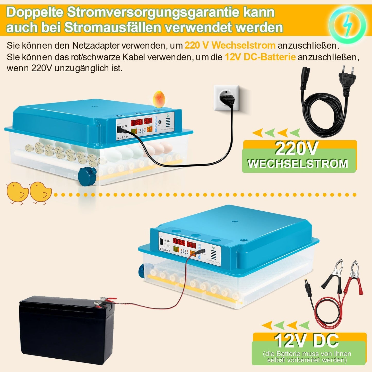 Brutautomat Vollautomatisch Inkubator für Hühner 64 Eier | Karnz