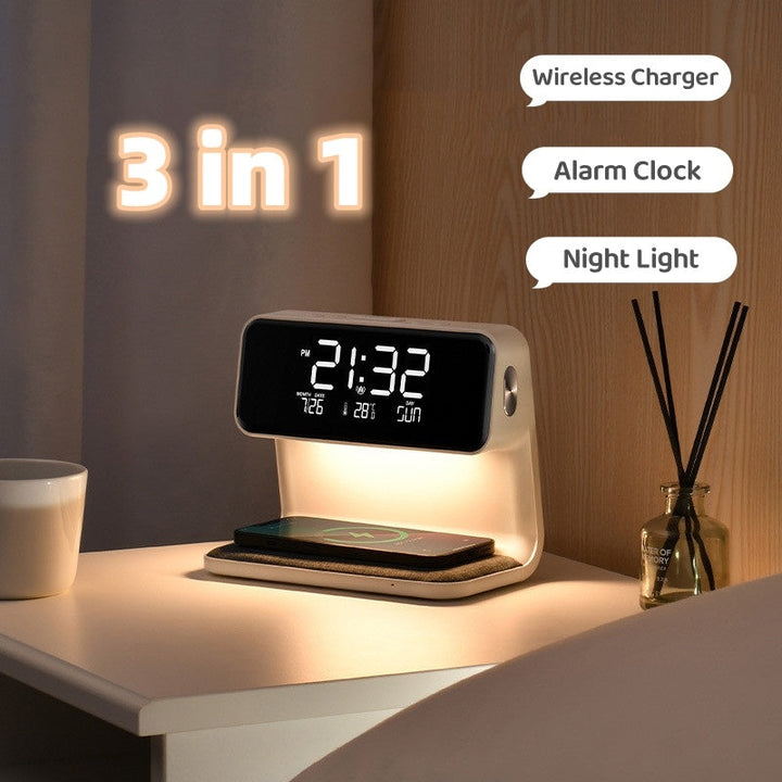 3-in-1 Nachttischlampe Ladegerät Uhr | Karnz