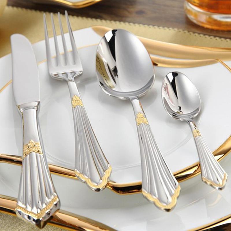 4-teiliges Luxus-Besteckset mit Goldeinlage
