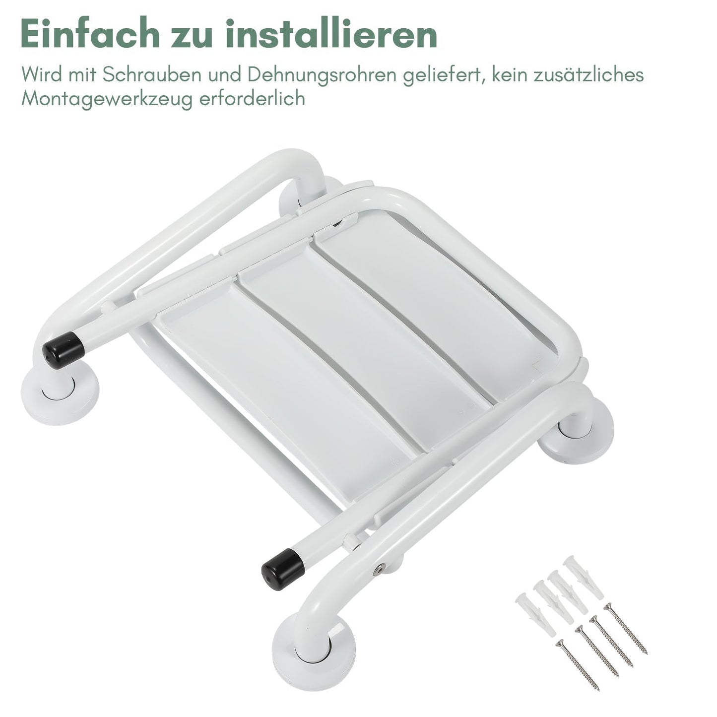 Duschklappsitz Klappbar mit Armlehnen Wandmontage | Karnz