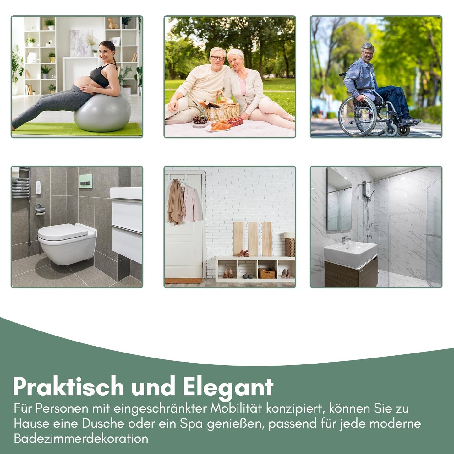 Duschklappsitz Klappbar mit Armlehnen Wandmontage | Karnz