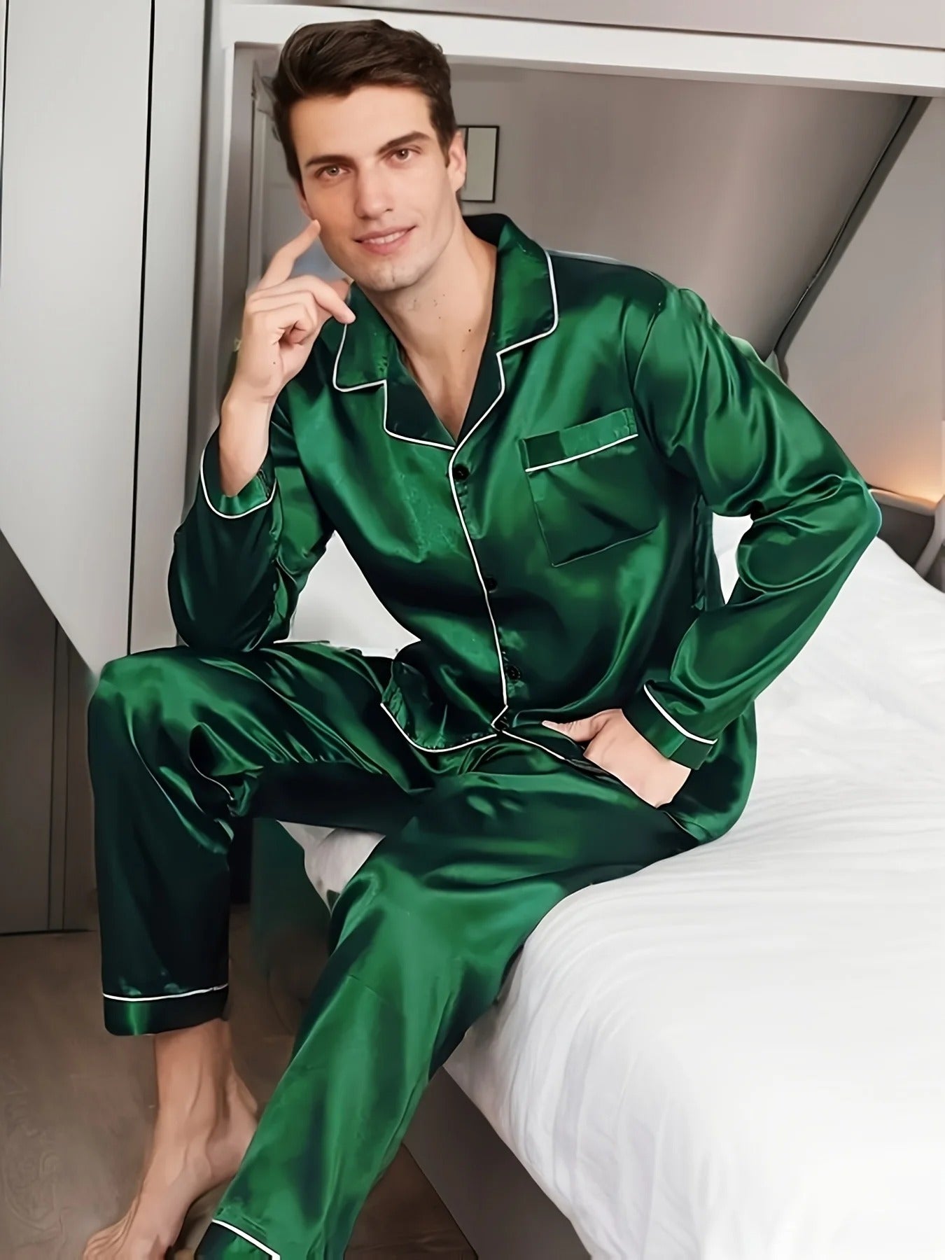 Sandsberg | Nachtprestige Luxus Herren Pyjama | Elegante Nachtwäsche | Bequem & Atmungsaktiv | Für erholsamen Schlaf