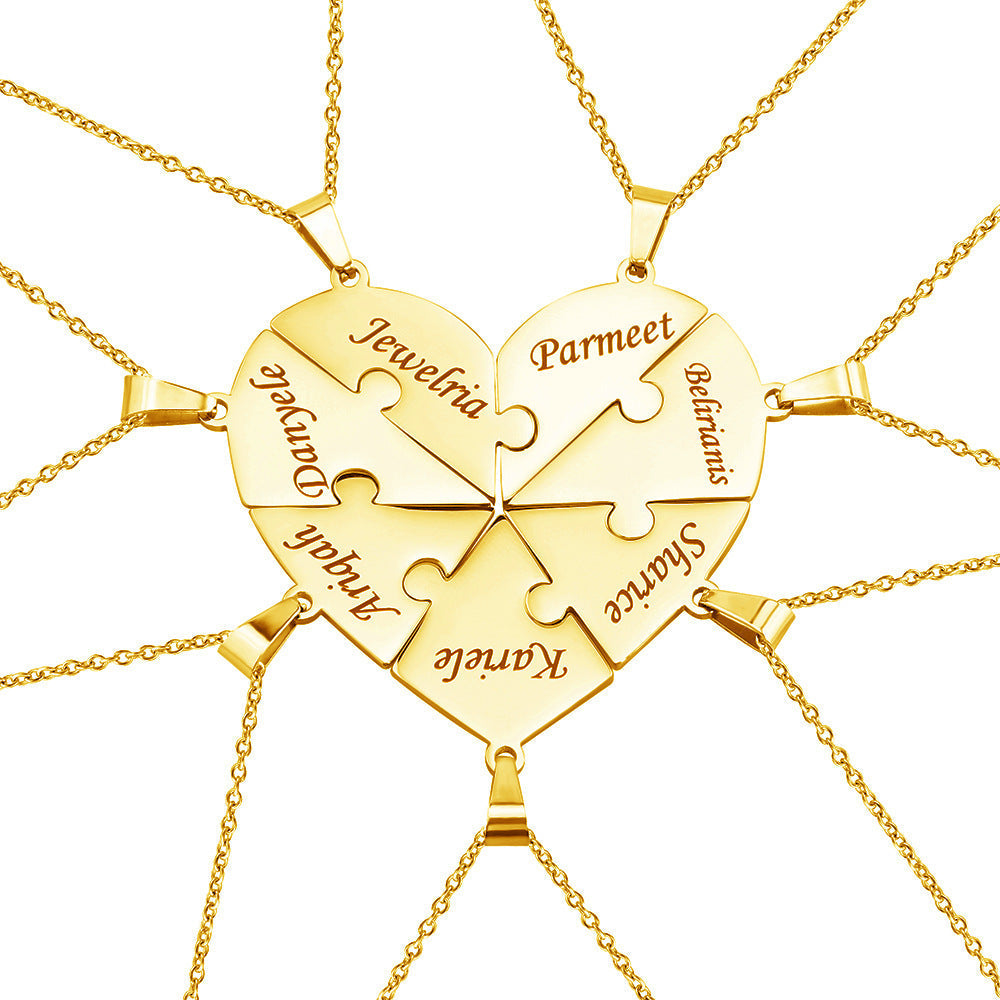 Karnz | Personalisierte Familienherz-Puzzle-Halskette