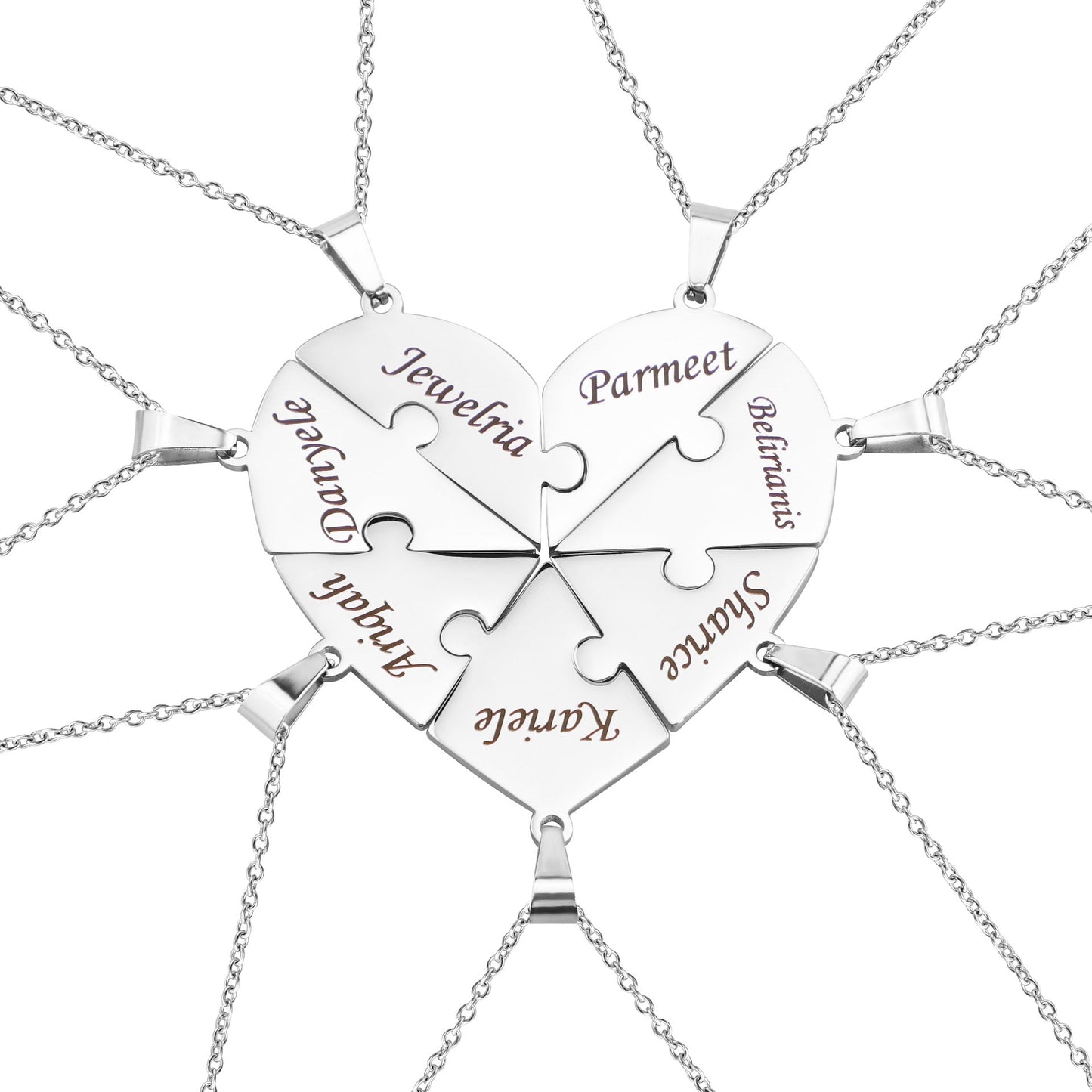 Karnz | Personalisierte Familienherz-Puzzle-Halskette