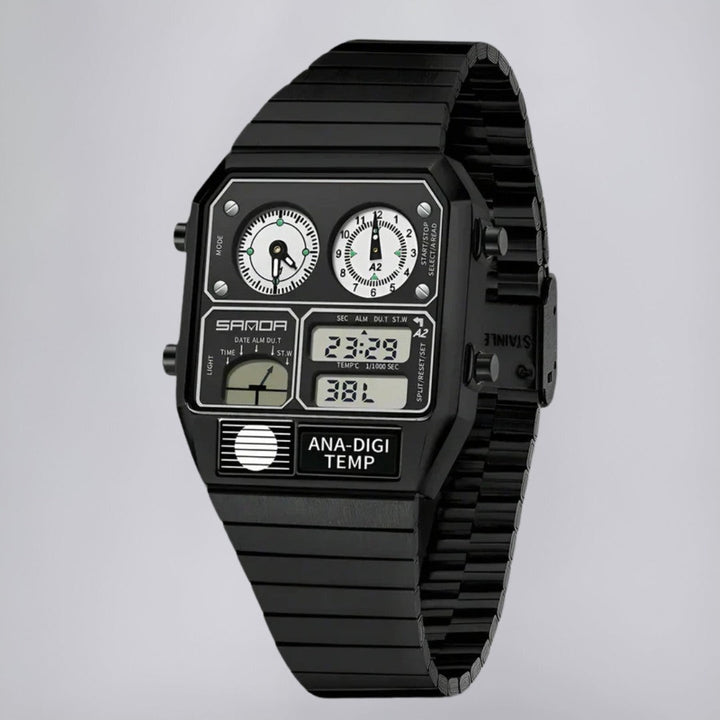 Dual-Display-Uhr im retro-modernen Gehäusedesign