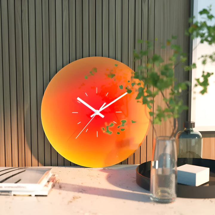 Glas Wanduhr – Modernes Design mit Sonnenuntergangsmotiv | Karnz