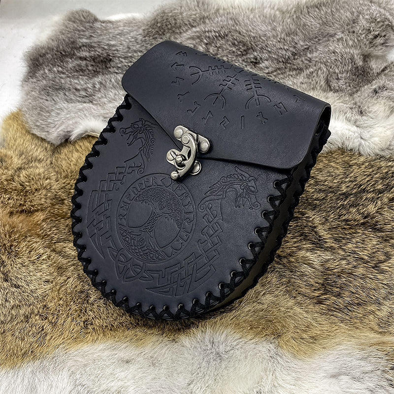 mittelalterliche nordische Gürteltasche aus geprägtem Leder