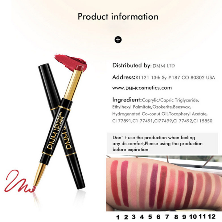 Karnz | 2-in-1 Dual-Lippenstift & Konturenstift | Matte Textur & Long-Lasting Finish | Hochpigmentiert & Wasserfest | 12 Farbvarianten für Präzisions-Makeup